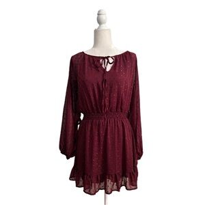 Burgundy Long Sleeve Dress